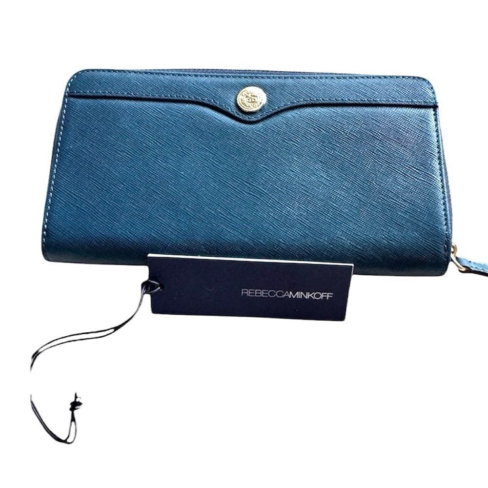 NEW Rebecca Minkoff Midnight Luma Pebbled Leather Large Zip Wallet